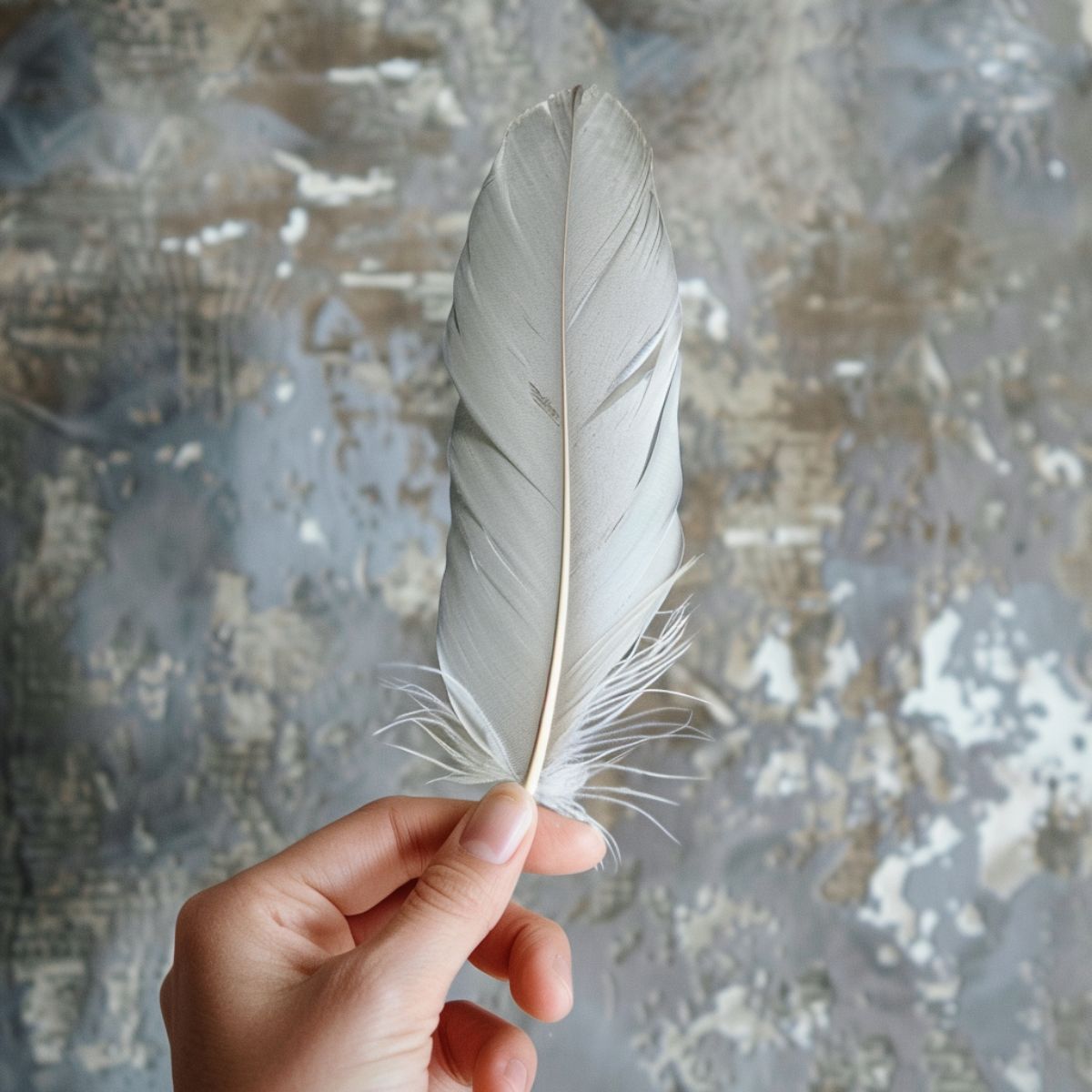 gray and white feather meaning