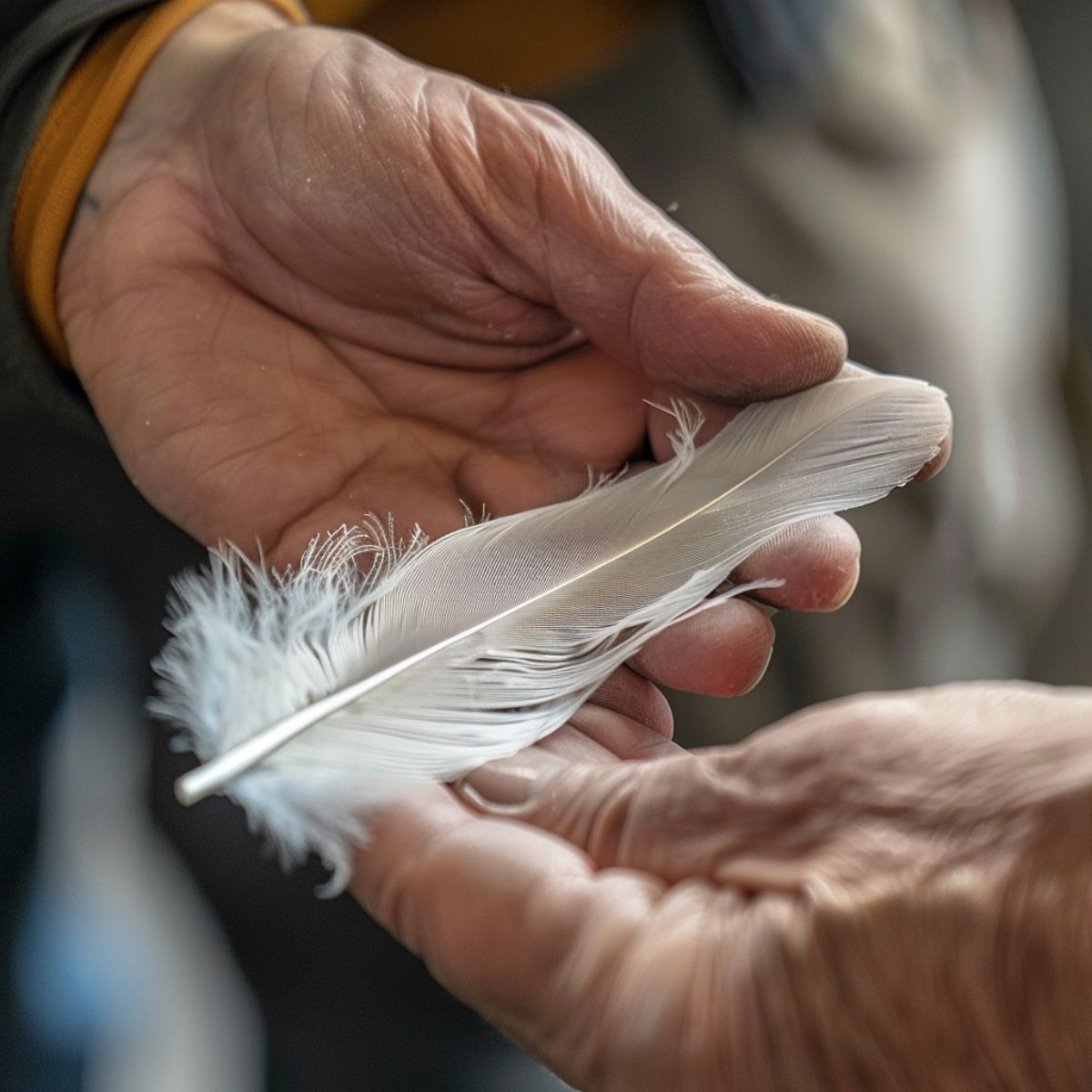 grey and white feather meaning