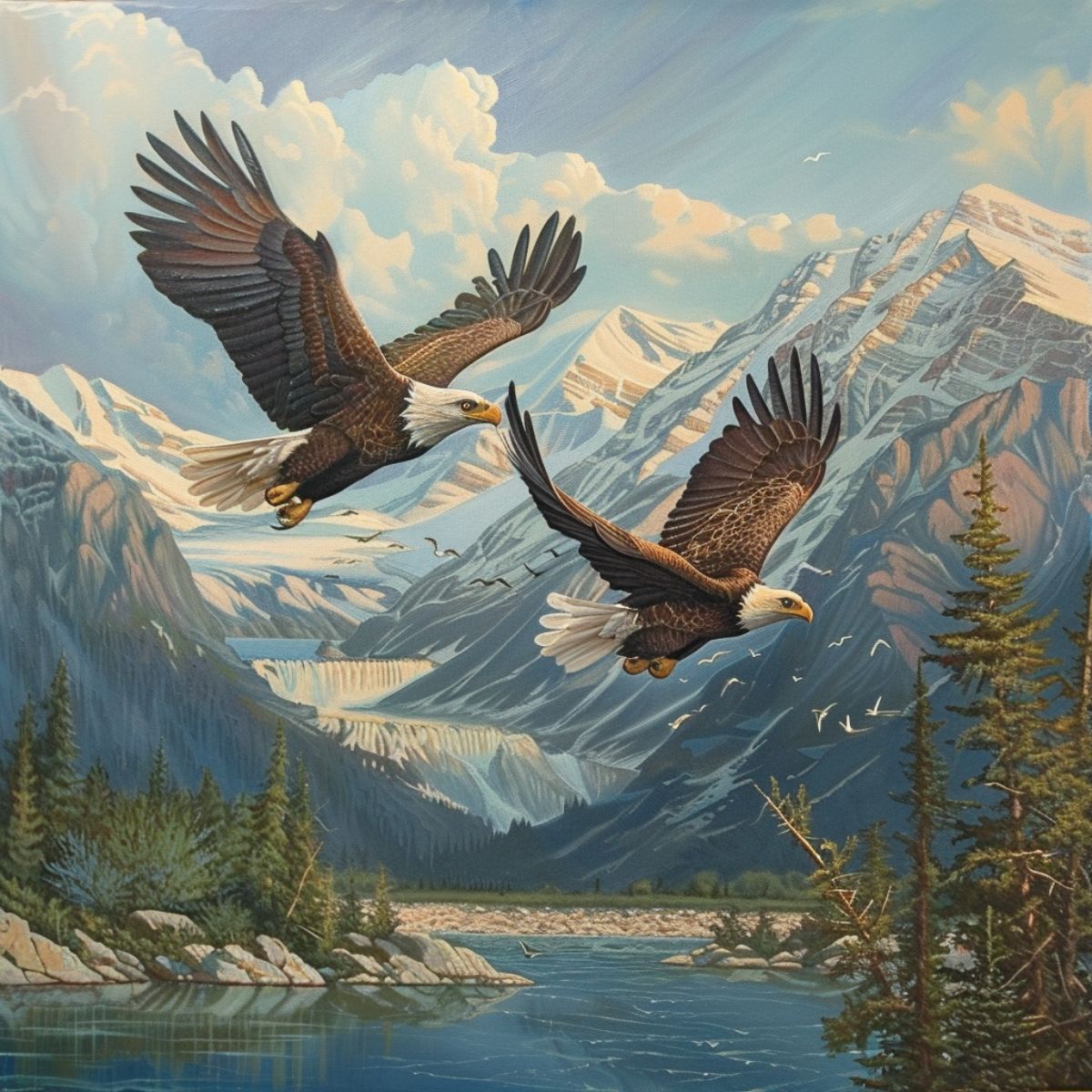 seeing 2 eagles flying together meaning