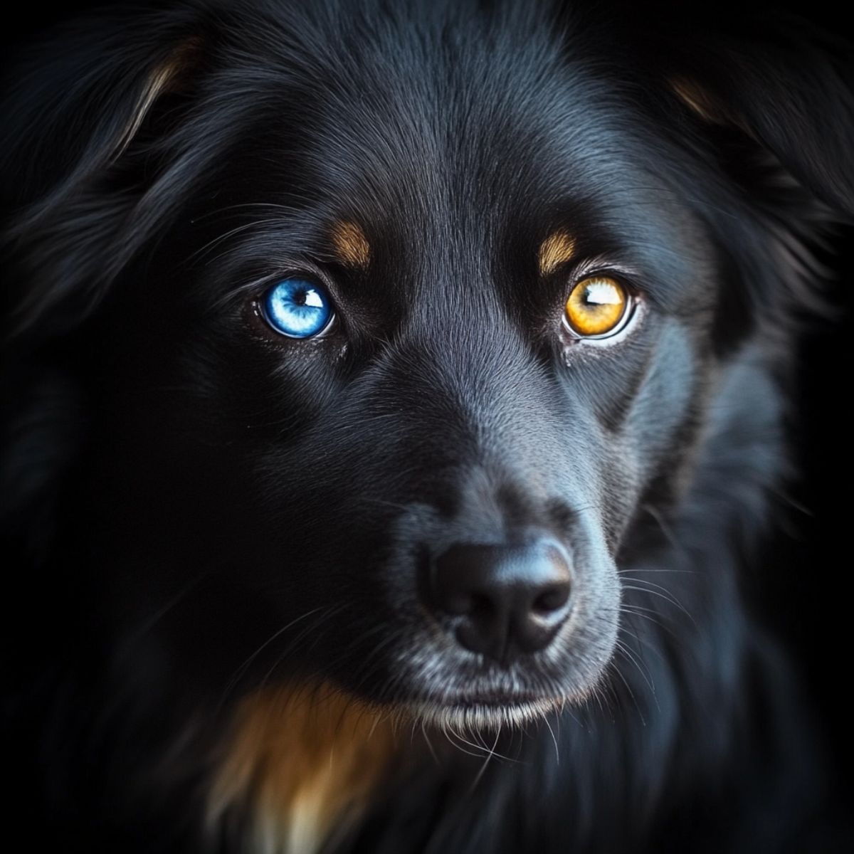 dog with two different colored eyes