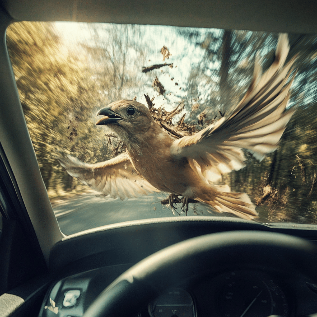 hitting a bird while driving meaning